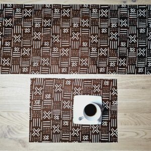 Table Runner and Set of 4 Placemats | 100% Cotton African Print Fabric