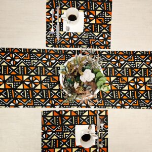 Table Runner and Set of 4 Placemats | 100% Cotton African Print Fabric