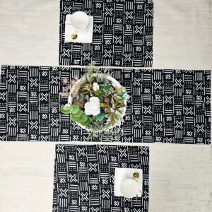 Table Runner and Set of 4 Placemats | 100% Cotton African Print Fabric