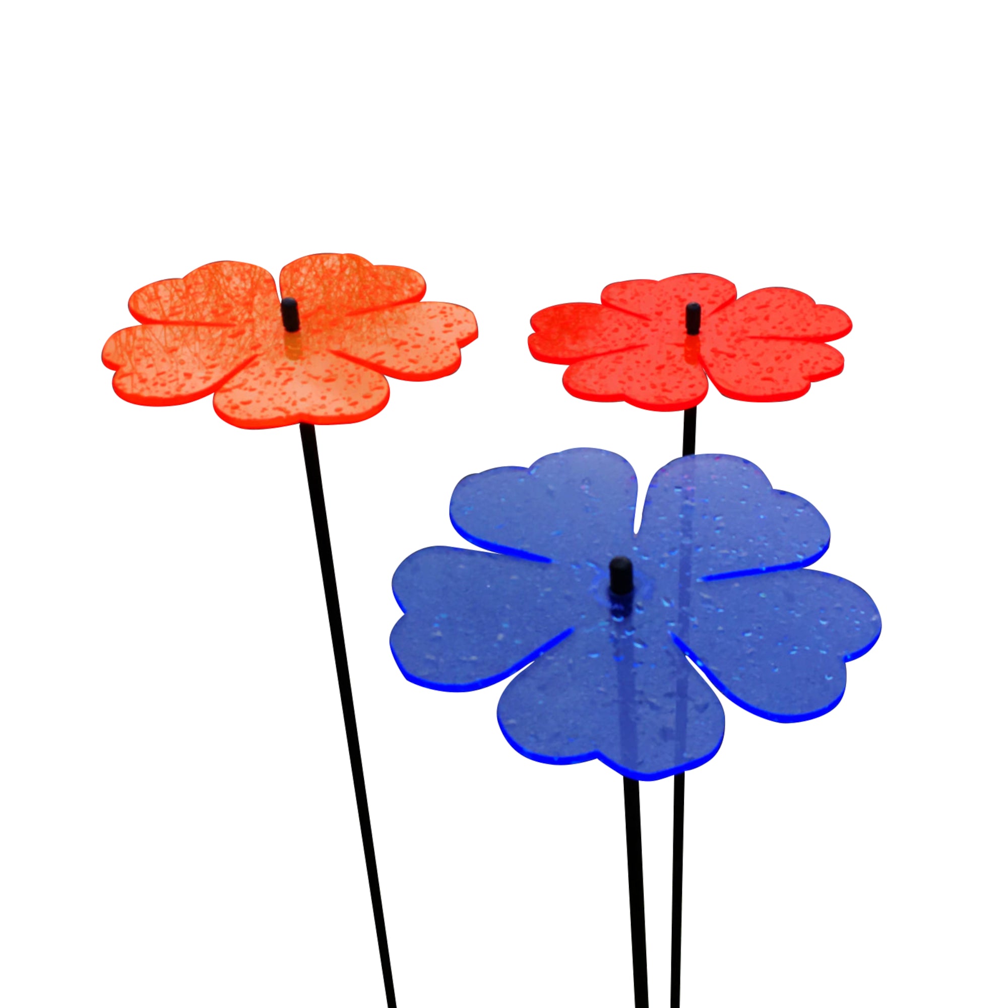 Large Garden Décor Ornaments Set of 3 'Double Blossoms' - Image 12
