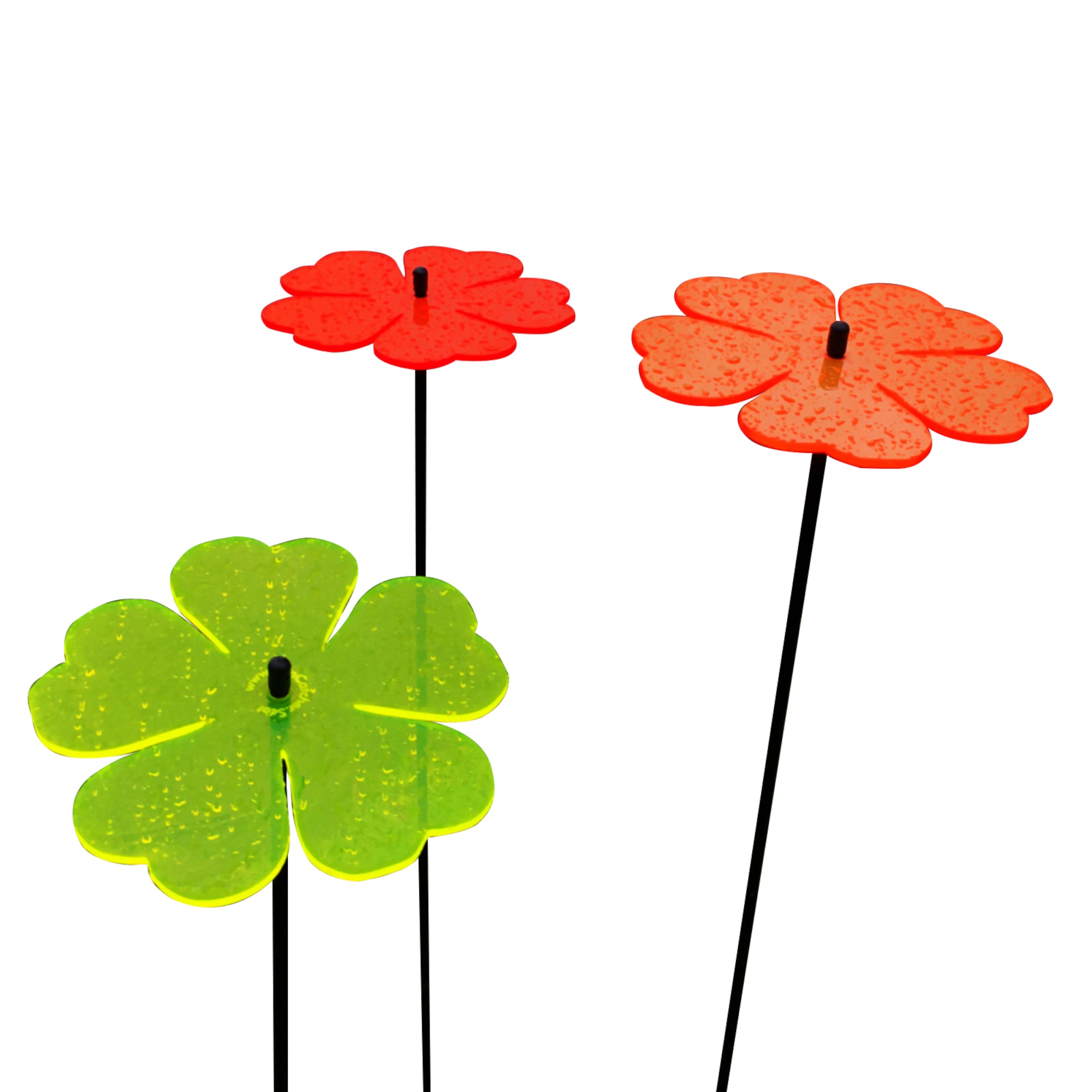 Large Garden Décor Ornaments Set of 3 'Double Blossoms' - Image 7
