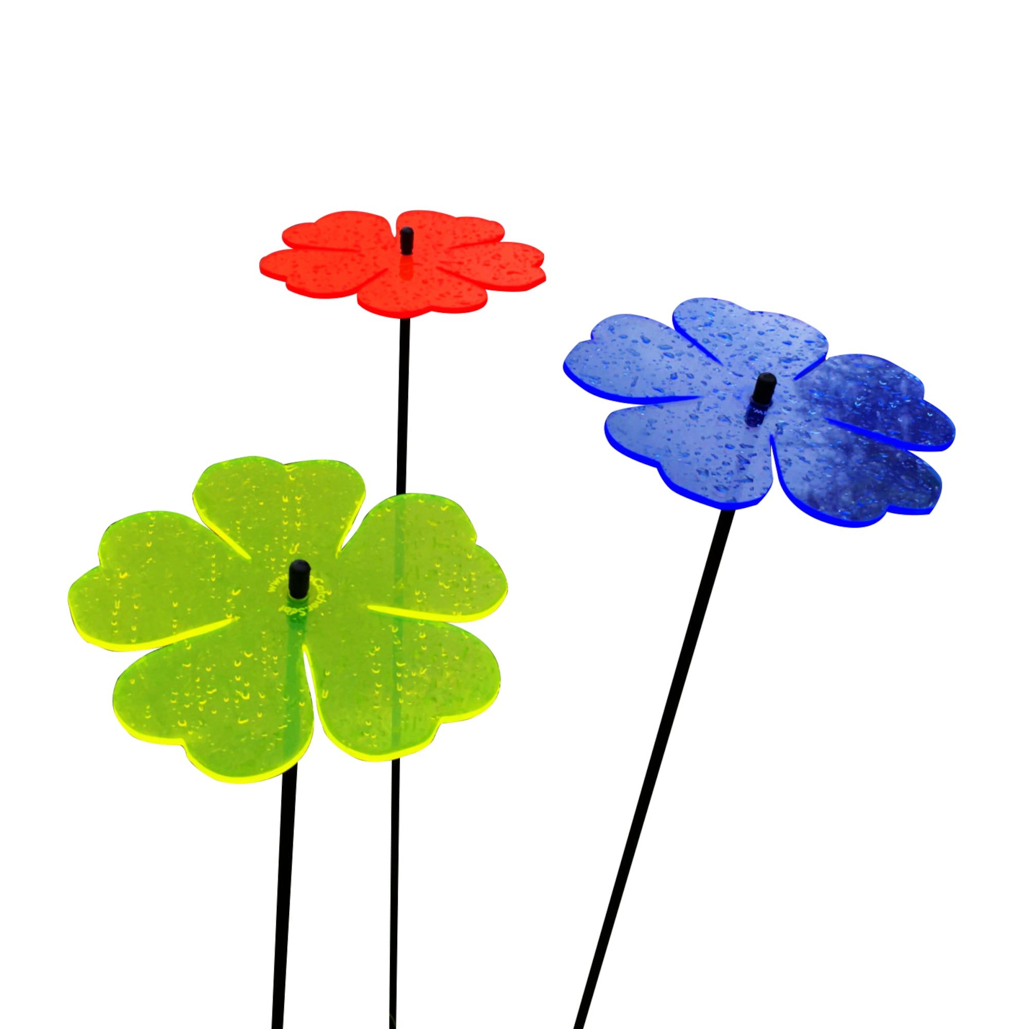Large Garden Décor Ornaments Set of 3 'Double Blossoms' - Image 10