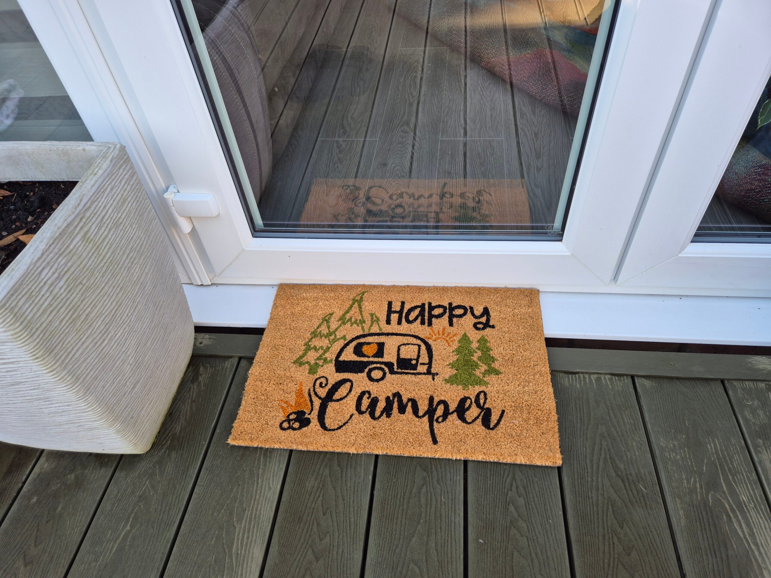Coir Doormat, 60cm x 40cm - 'Happy Camper' - Image 2
