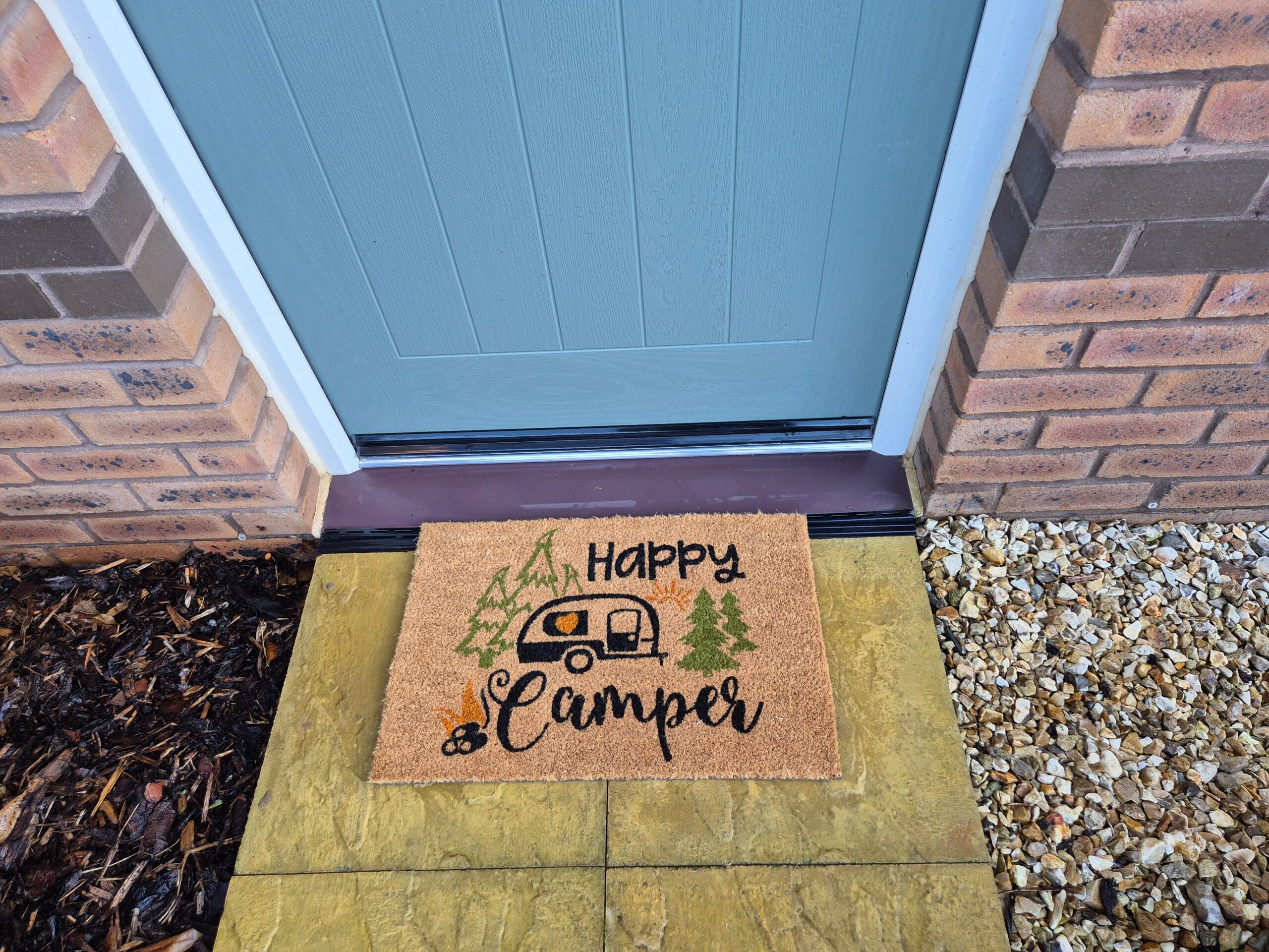 Coir Doormat, 60cm x 40cm - 'Happy Camper' - Image 4
