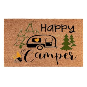 Coir Doormat, 60cm x 40cm - 'Happy Camper'