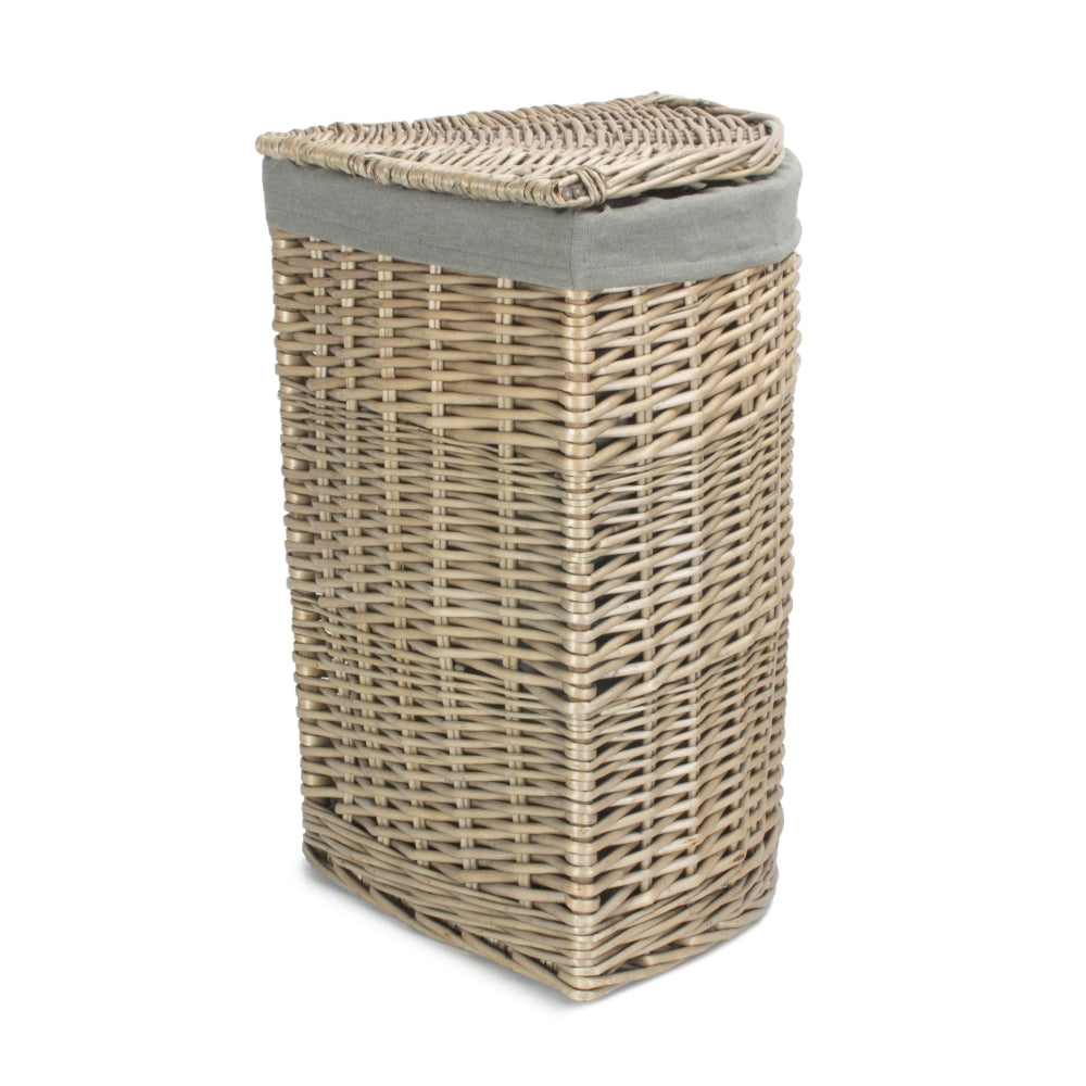 Antique Wash Corner Laundry Basket with Grey Sage Lining - Image 5