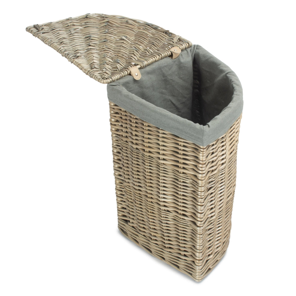 Antique Wash Corner Laundry Basket with Grey Sage Lining - Image 6