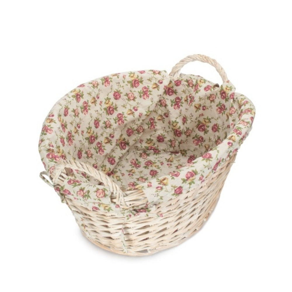 White Wash Finish Wicker Laundry Basket - Image 7
