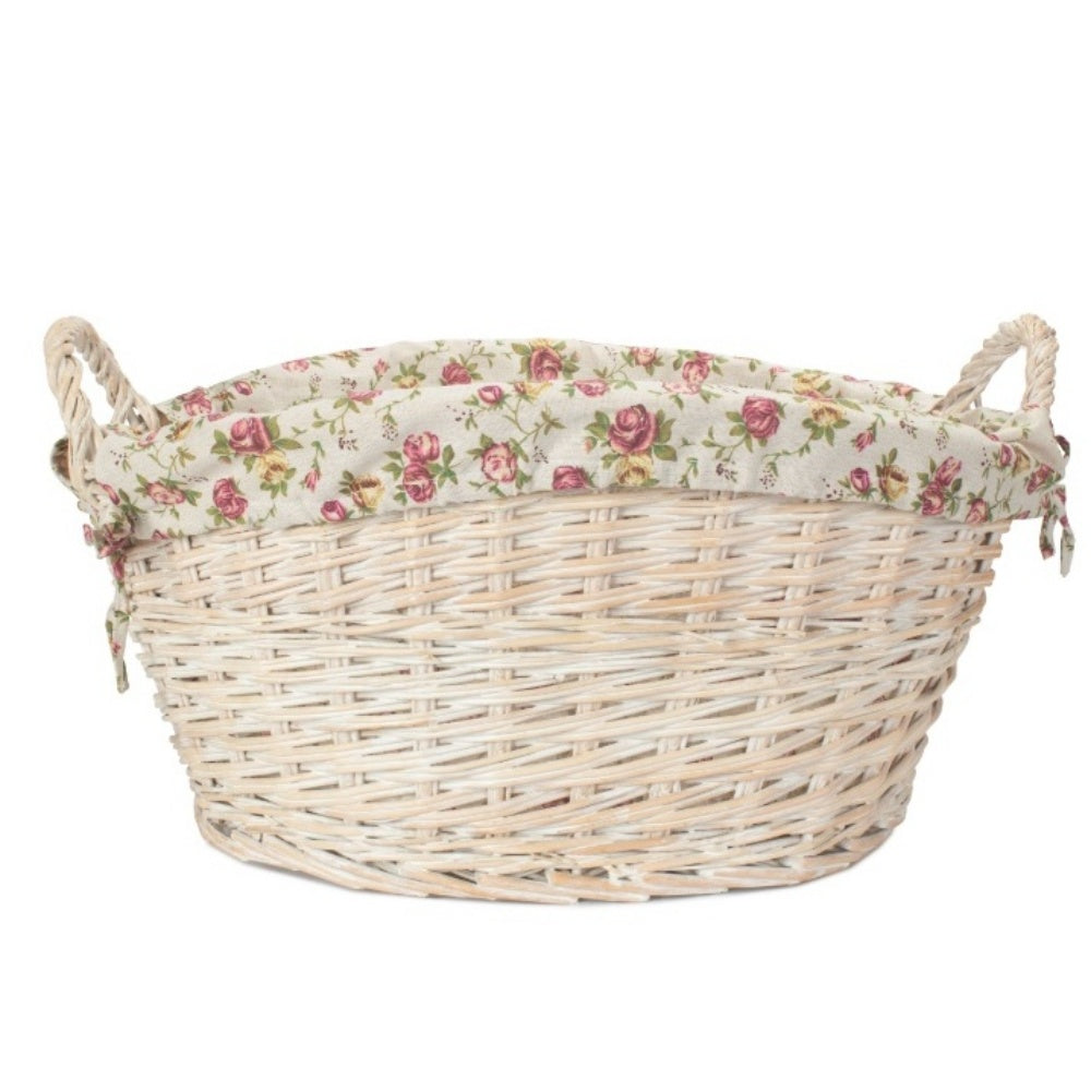 White Wash Finish Wicker Laundry Basket - Image 3