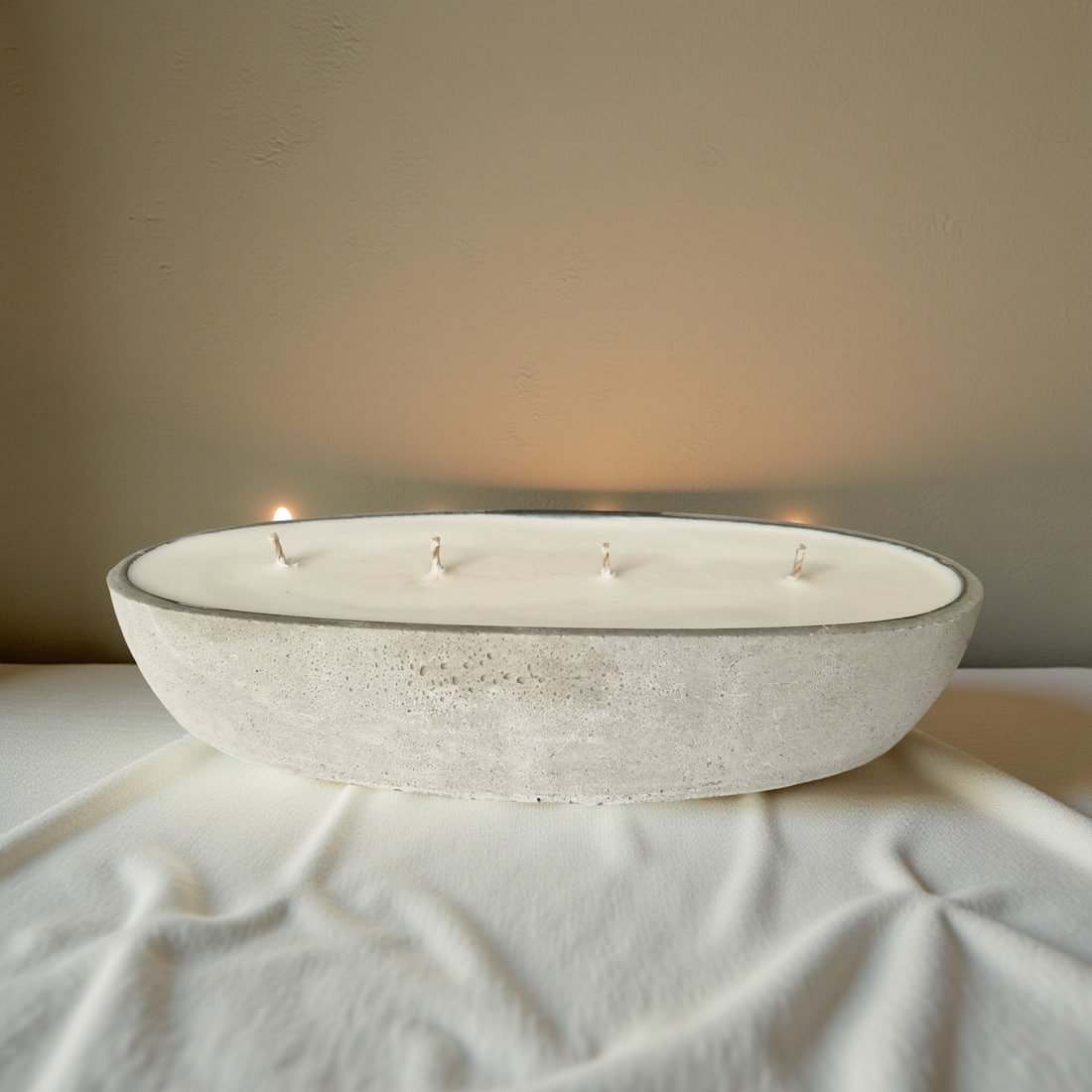 Multi Wick Concrete Oval Loaf Bowl Candle - Image 5