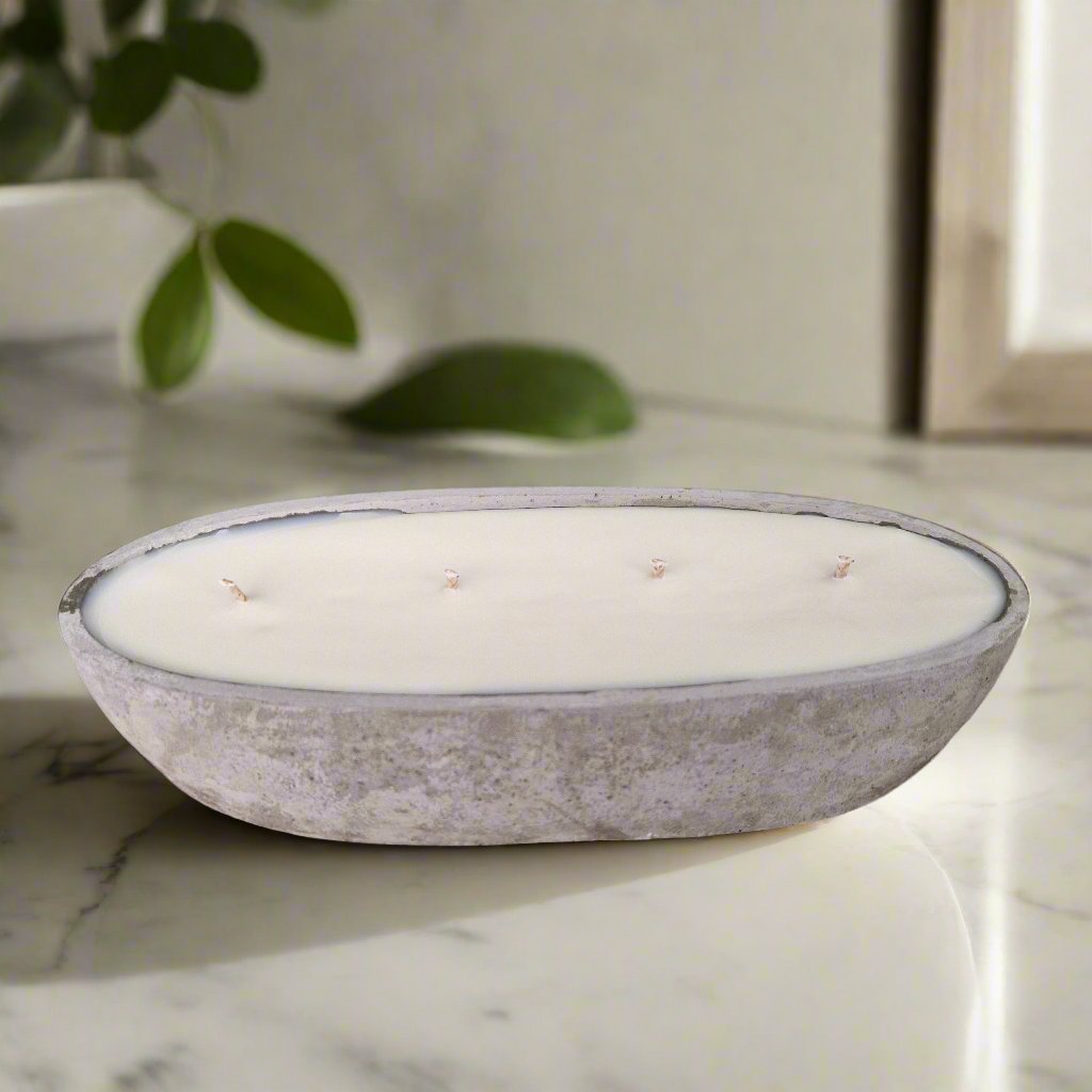 Multi Wick Concrete Oval Loaf Bowl Candle - Image 3