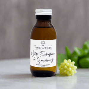 Wilde Elderflower & Gooseberry 100ML Luxury Reed Diffuser Refill In Amber Glass Bottle